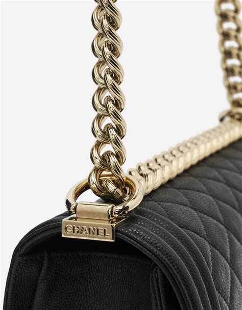 chanel black bag with gold chain